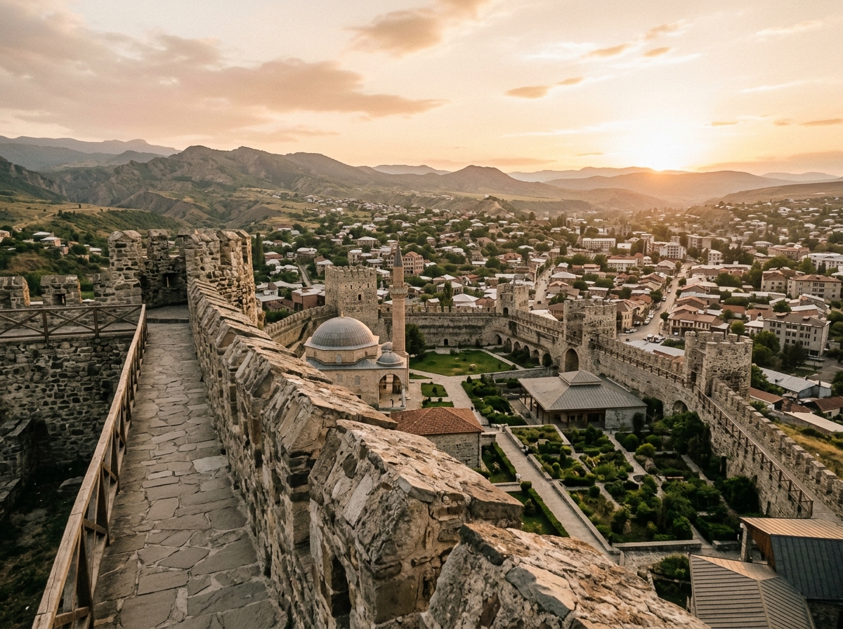 Крепость Рабат в Ахалцихе, вид с крепостной стены на город